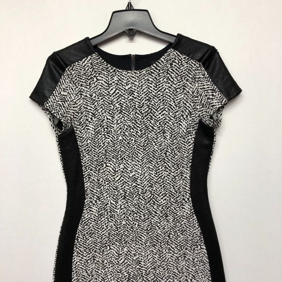 Karen Kane Women Short Sleeve Faux Leather Trim Sheath Dress Size Small M118 -9 - Picture 9 of 13